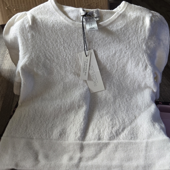 Rachel Zoe Girls NWT White 100% Extrafine Merino Wool Puff Sleeve Sweater M - Picture 2 of 9
